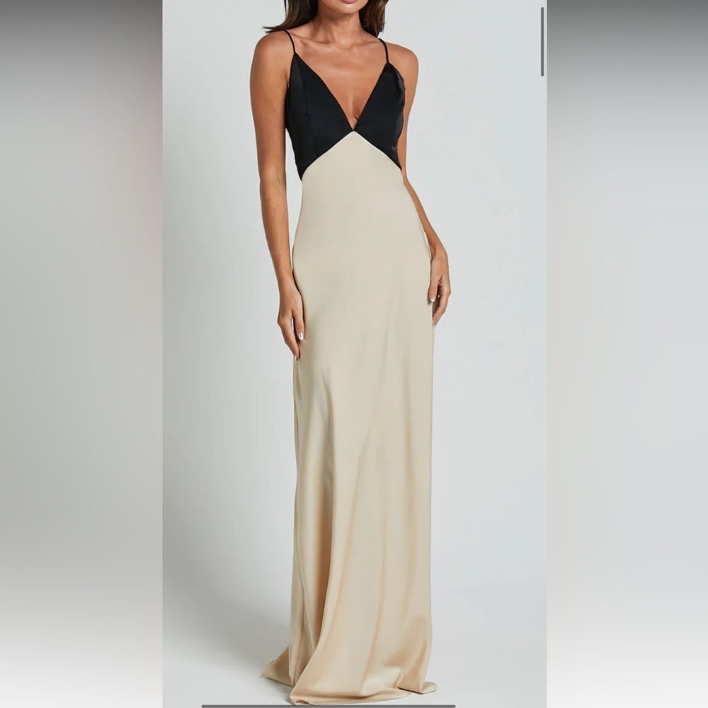 Showpo Black and Cream Maxi Dress